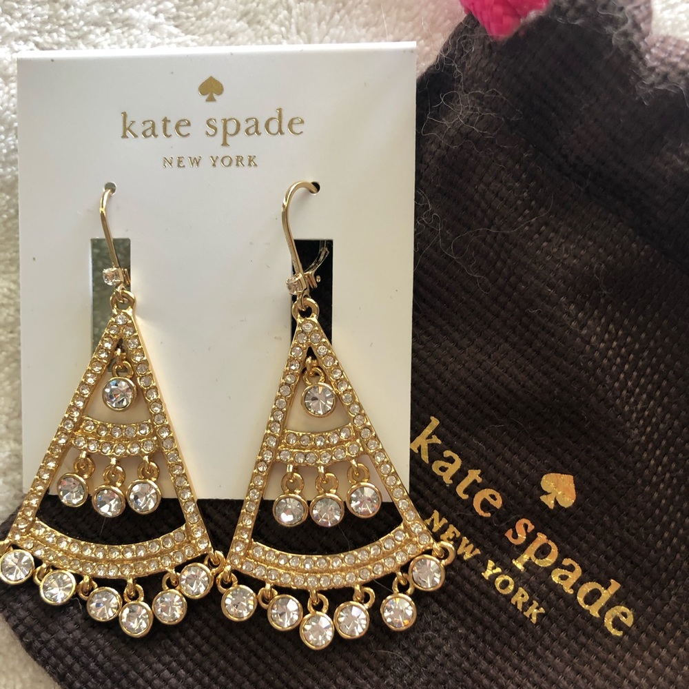 Kate Spade gold drop earrings with gems